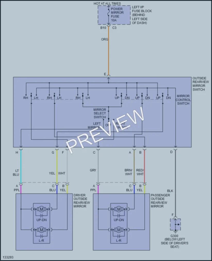 2000 Pontiac GrandAm Power Mirrors wiring diagram preview