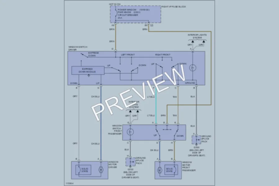 2000 Pontiac GrandAm Power Windows wiring diagram preview