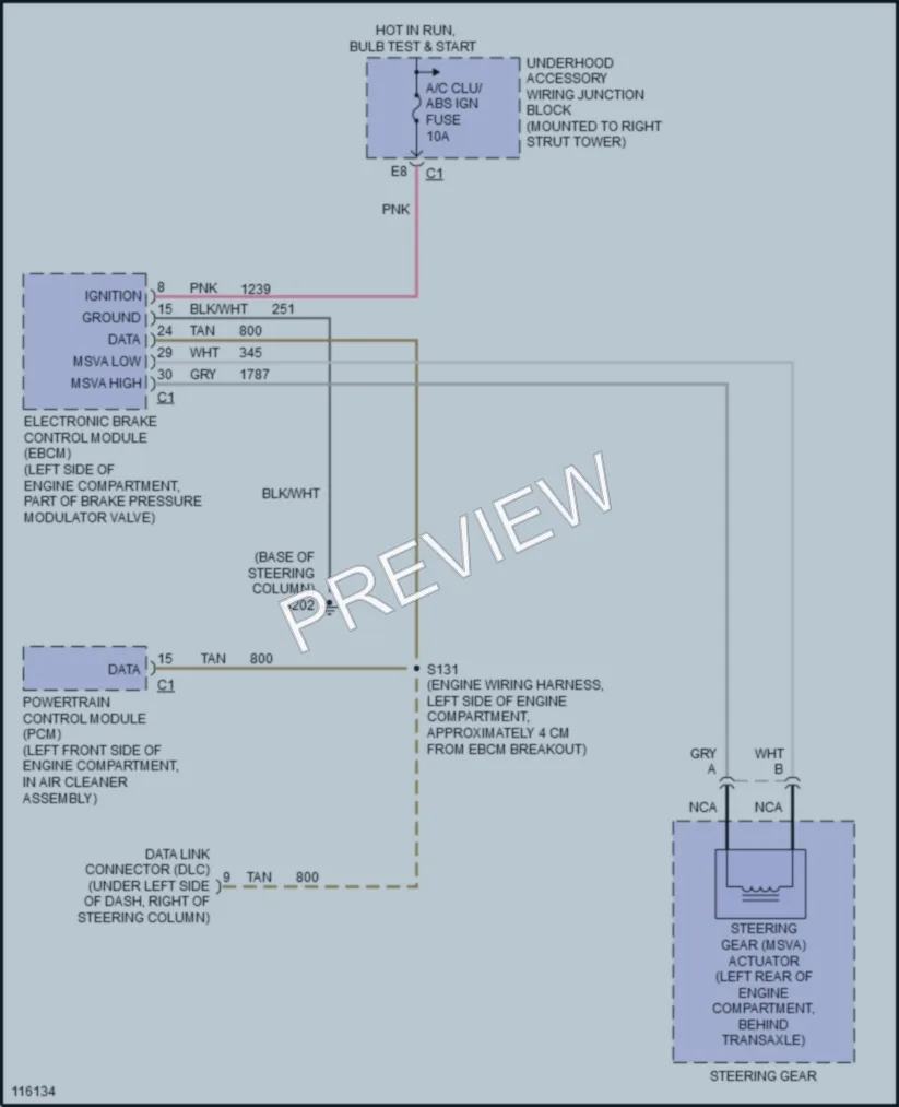 2000 Pontiac GrandPrix Electronic Power Steering wiring diagram preview