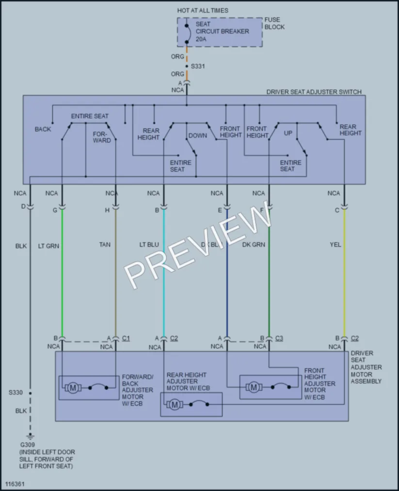 2000 Pontiac GrandPrix Power Seats wiring diagram preview