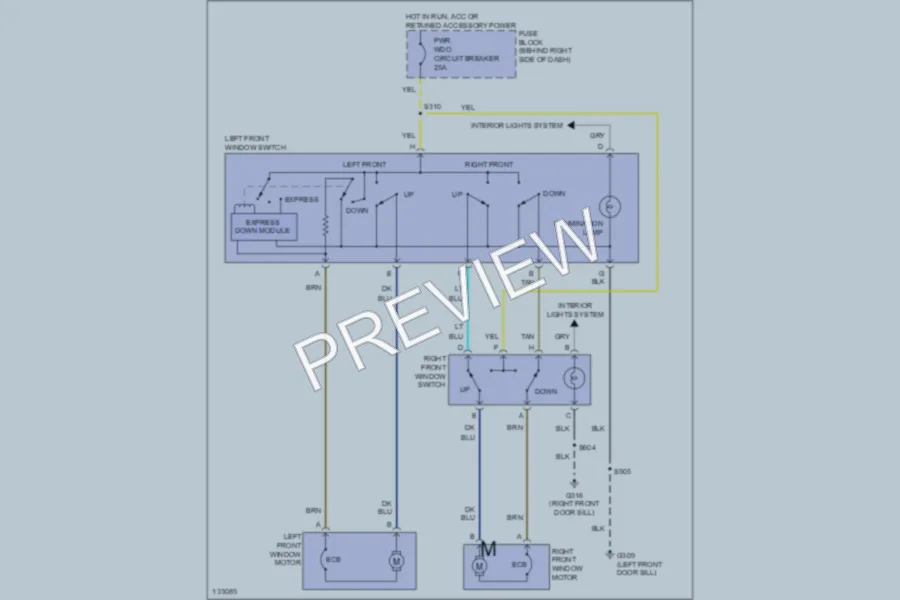 2000 Pontiac GrandPrix Power Windows wiring diagram preview