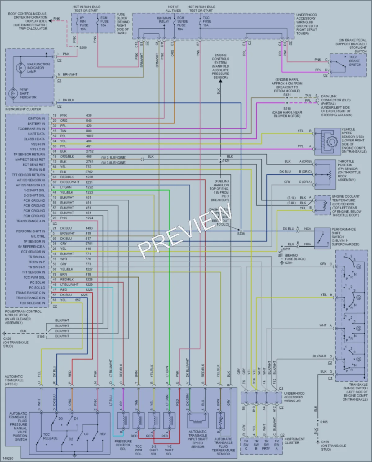 2000 Pontiac GrandPrix Transmission wiring diagram preview
