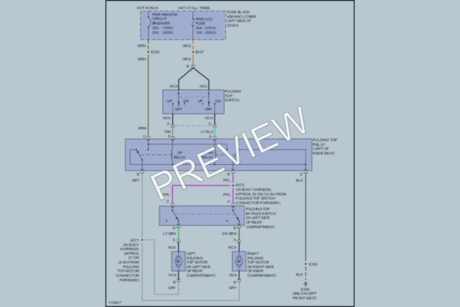 2000 Pontiac Sunfire Power Top Sunroof wiring diagram preview