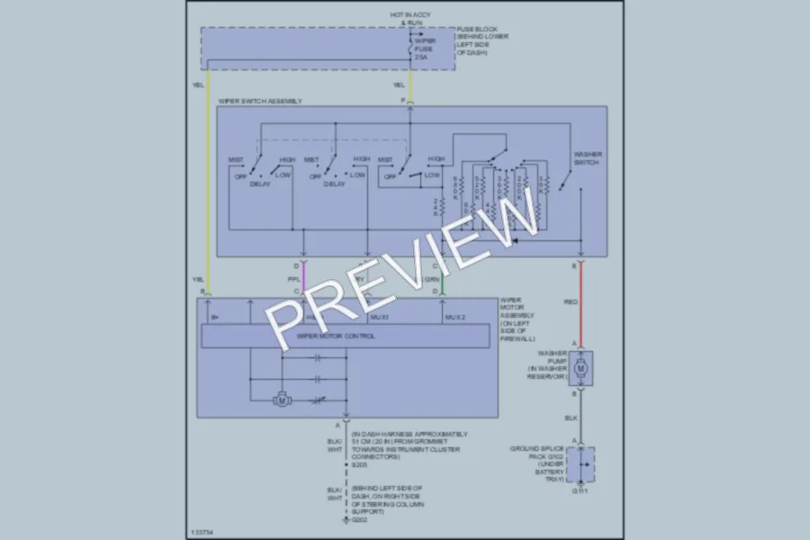 2000 Pontiac Sunfire Wiper Washer wiring diagram preview