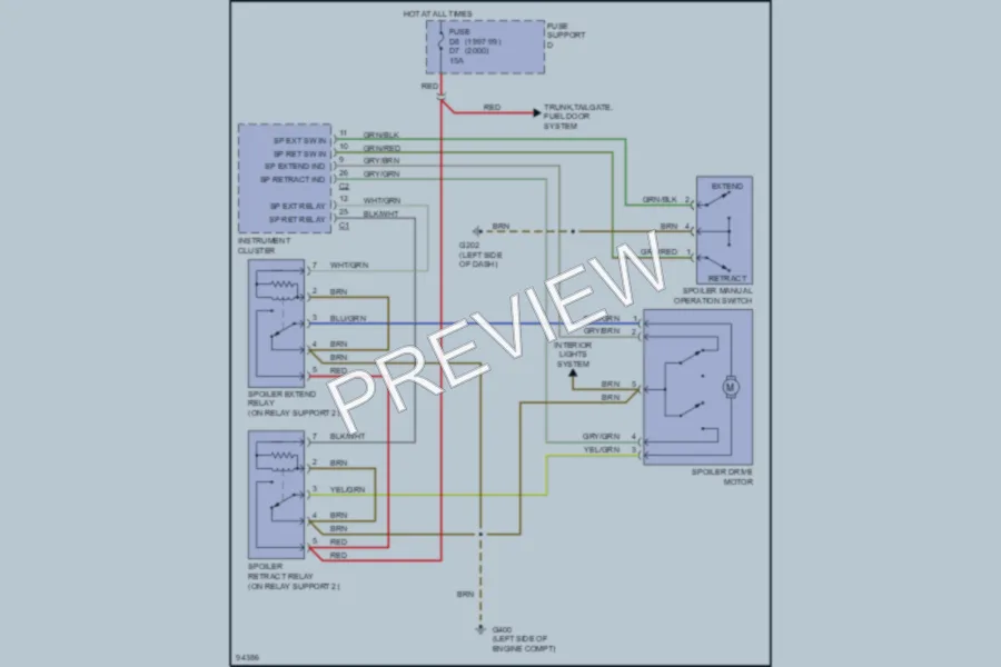 2000 Porsche Boxster Active Aerodynamics wiring diagram preview