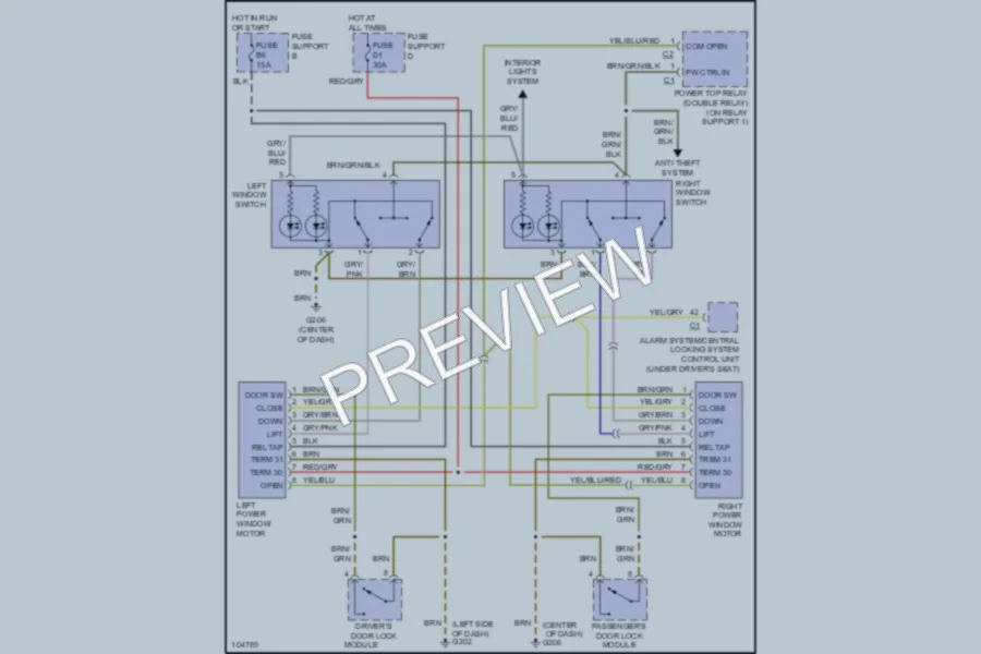 2000 Porsche Boxster Power Windows wiring diagram preview