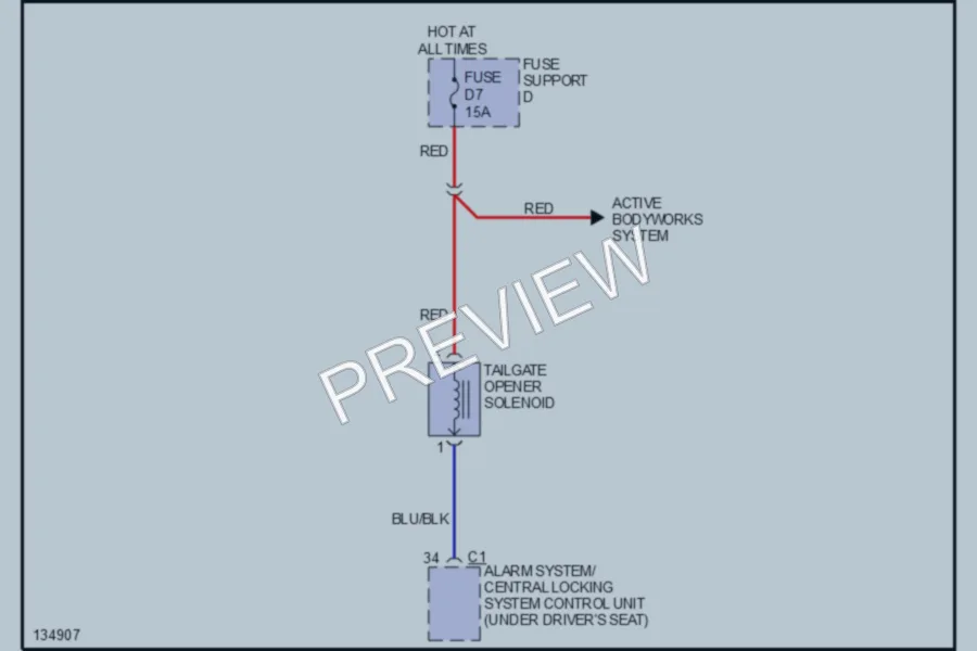 2000 Porsche Boxster Trunk Tailgate Fuel Door wiring diagram preview