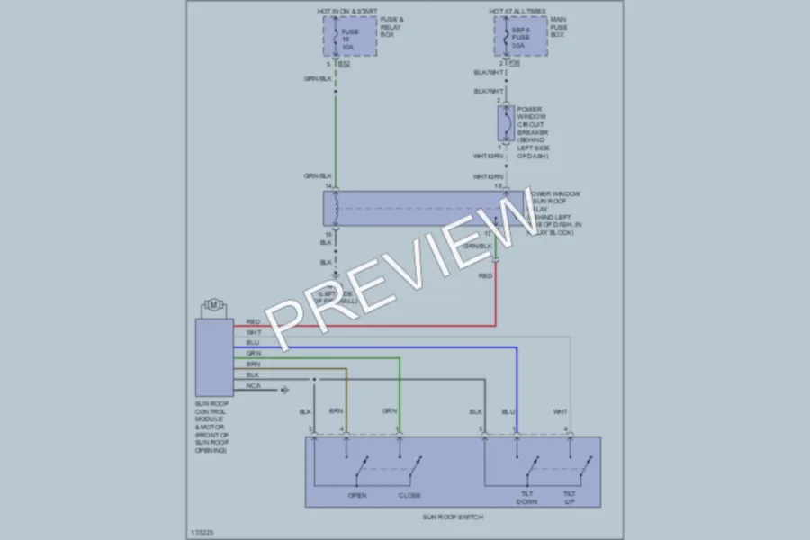 2000 Subaru Legacy Power Top Sunroof wiring diagram preview