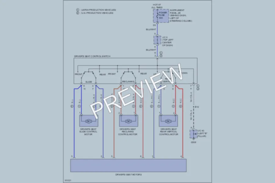 2000 Toyota Camry Power Seats wiring diagram preview