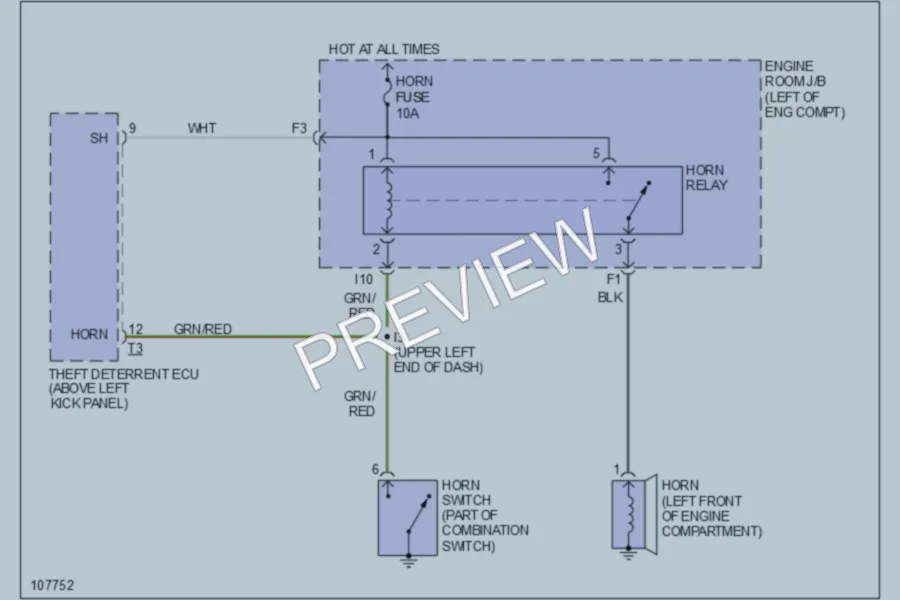 2000 Toyota Corolla Horn wiring diagram preview