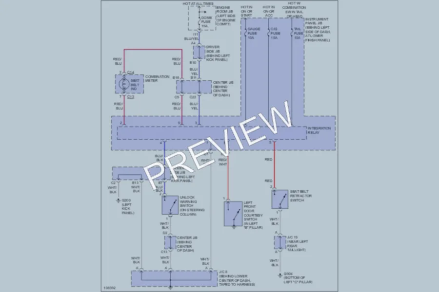2000 Toyota Corolla Warning Systems wiring diagram preview