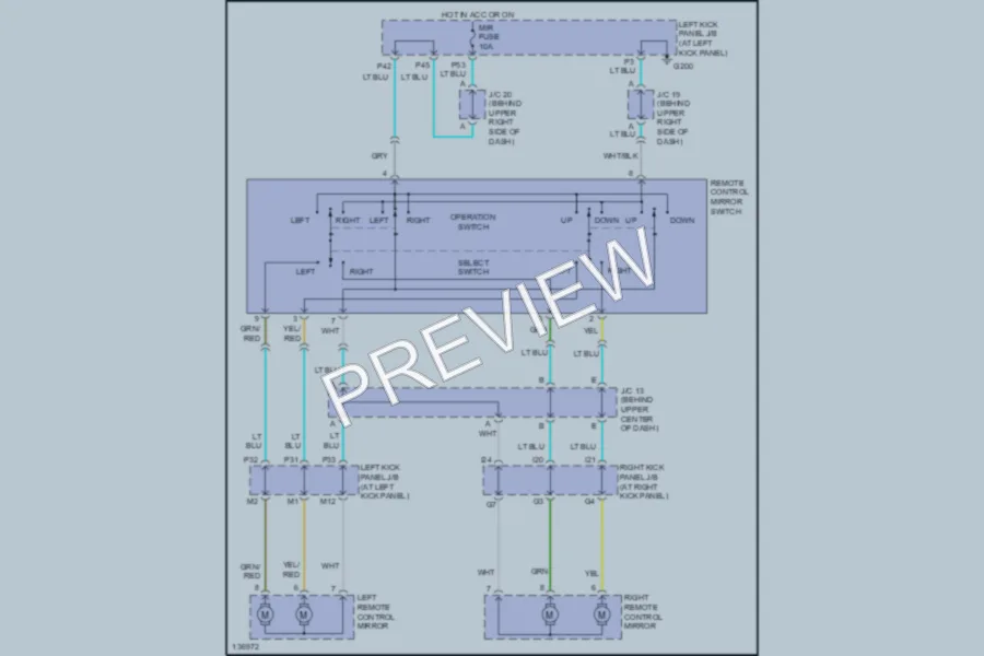 2000 Toyota LandCruiser Power Mirrors wiring diagram preview
