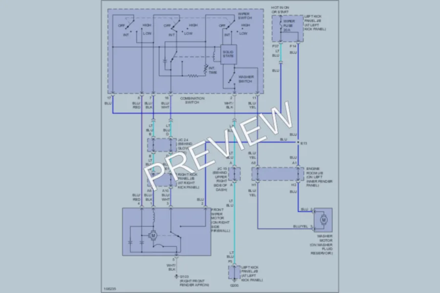 2000 Toyota LandCruiser Wiper Washer wiring diagram preview