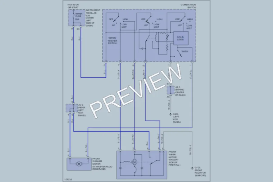 2000 Toyota RAV4 Wiper Washer wiring diagram preview