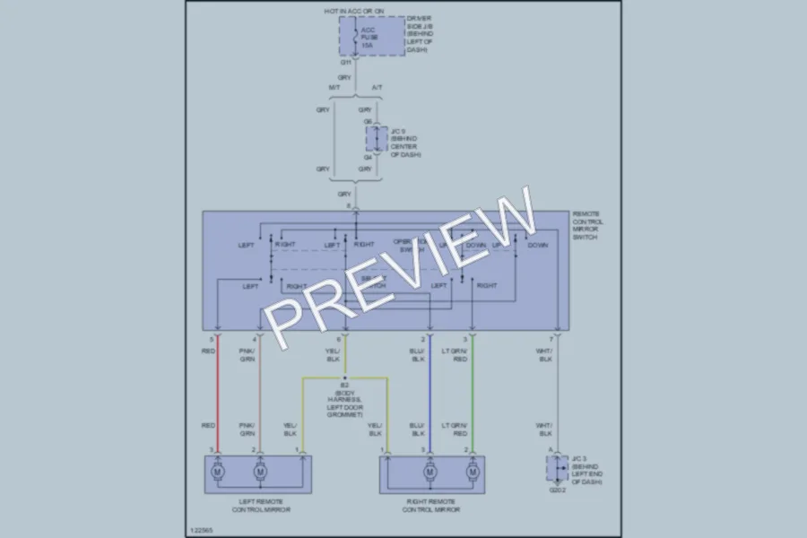 2000 Toyota Tundra Power Mirrors wiring diagram preview