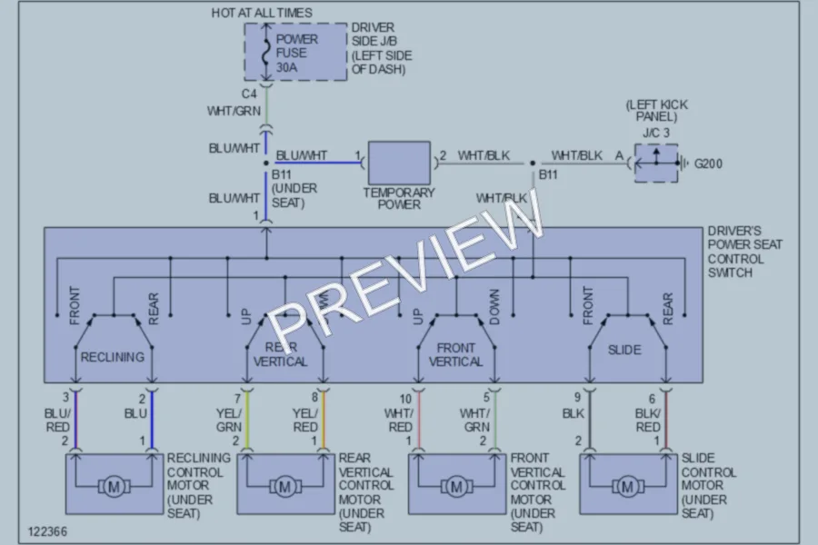 2000 Toyota Tundra Power Seats wiring diagram preview