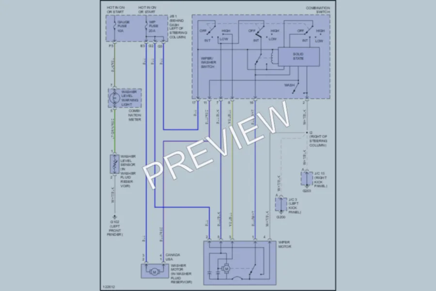 2000 Toyota Tundra Wiper Washer wiring diagram preview