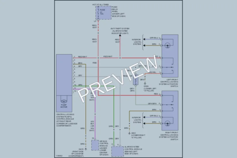 2000 Volkswagen Cabrio Power Door Locks wiring diagram preview