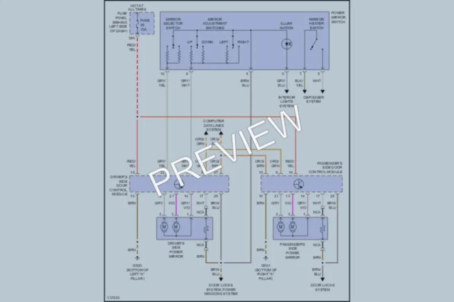 2000 Volkswagen Jetta Power Mirrors wiring diagram preview