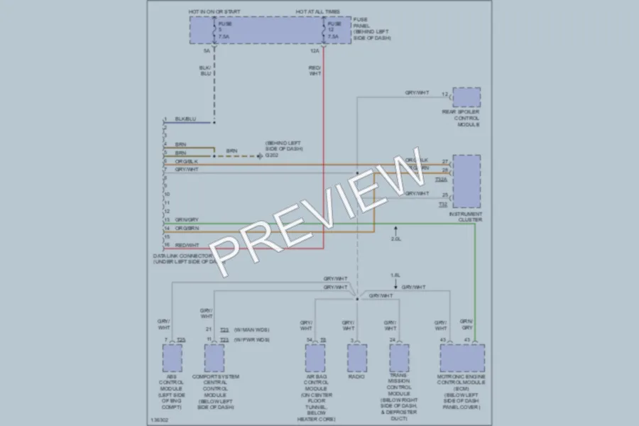 2000 Volkswagen NewBeetle Computer Data Lines wiring diagram preview