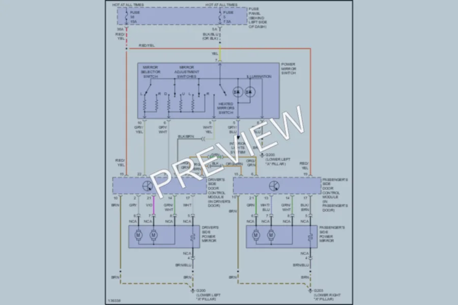 2000 Volkswagen NewBeetle Power Mirrors wiring diagram preview
