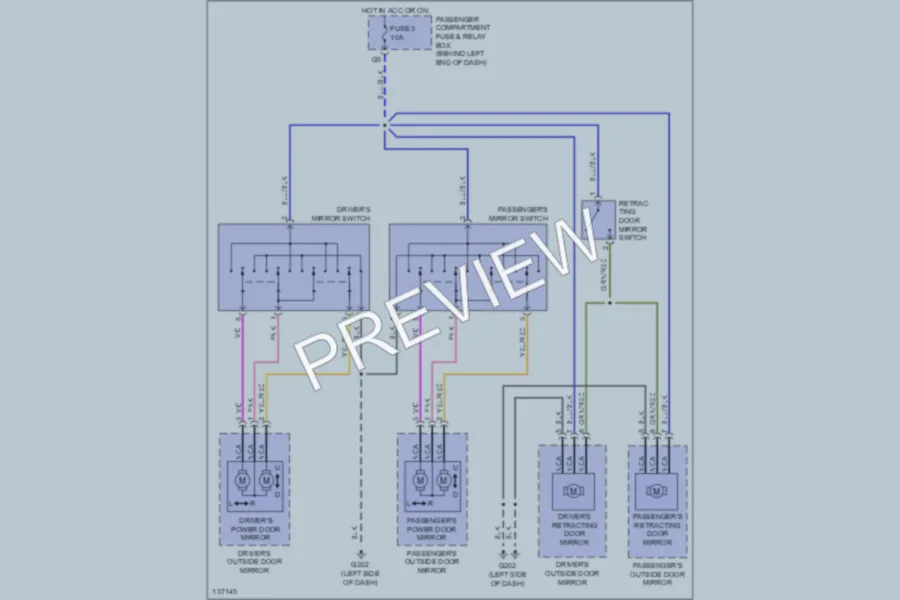 2000 Volvo S40 Power Mirrors wiring diagram preview