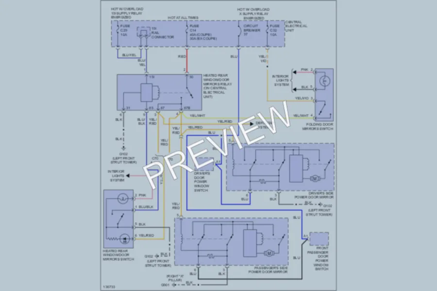 2000 Volvo S70 Power Mirrors wiring diagram preview
