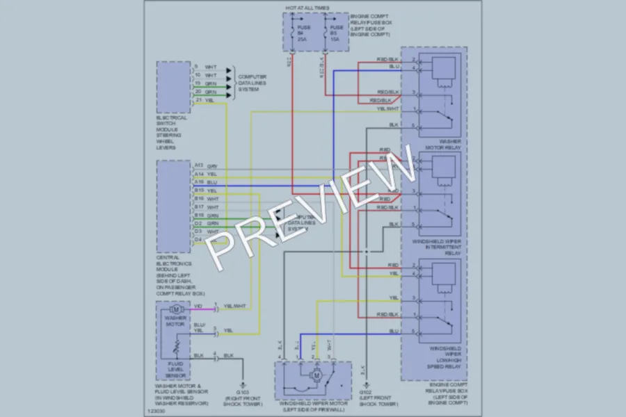 2000 Volvo S80 Wiper Washer wiring diagram preview