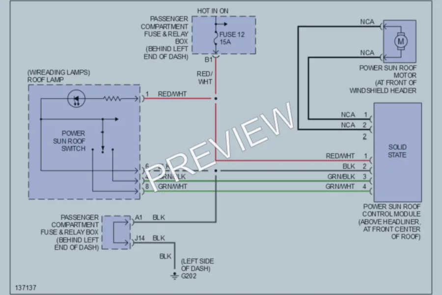 2000 Volvo V40 Power Top Sunroof wiring diagram preview