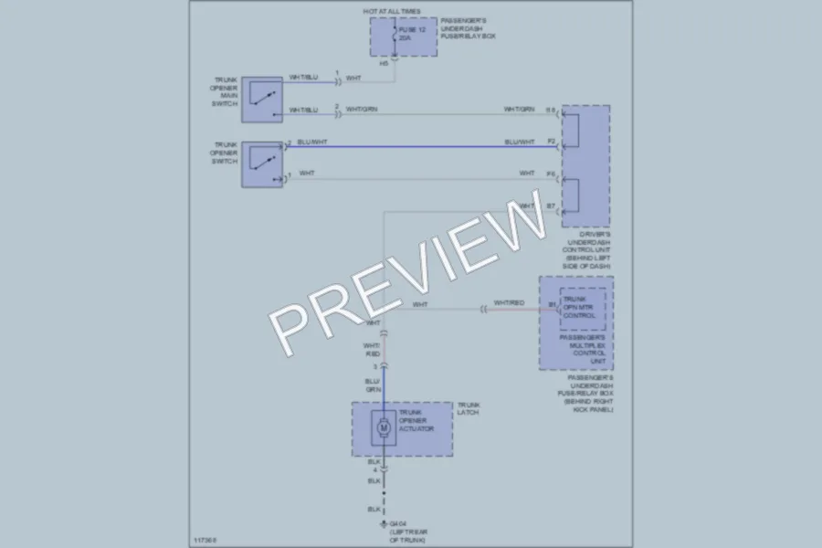2001 Acura 32TL Trunk Tailgate Fuel Door wiring diagram preview