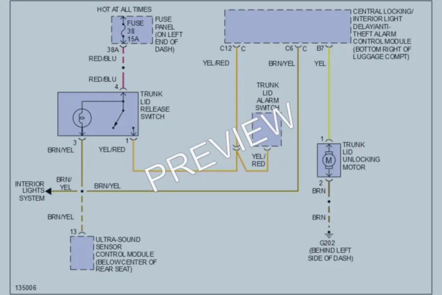 2001 Audi A4 Trunk Tailgate Fuel Door wiring diagram preview