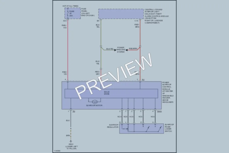 2001 Audi S4 Power Top Sunroof wiring diagram preview