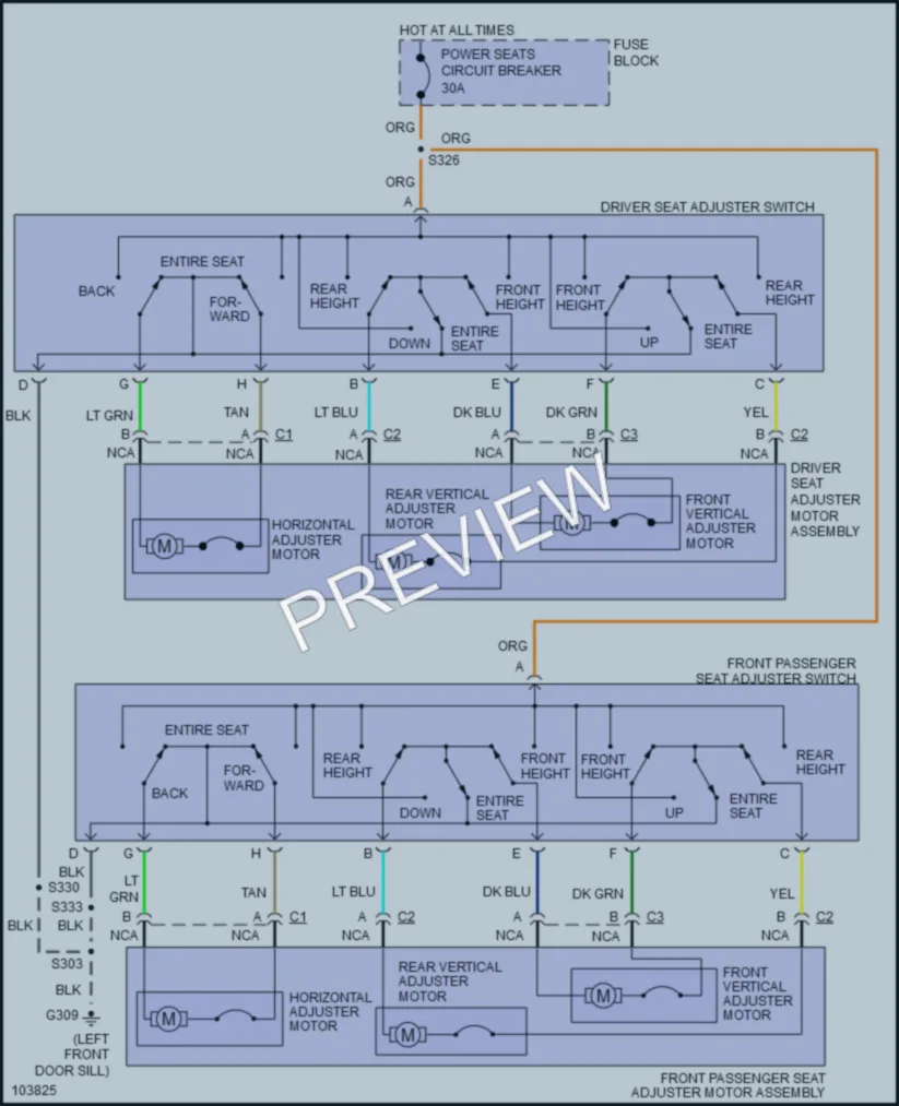2001 Buick Century Power Seats wiring diagram preview