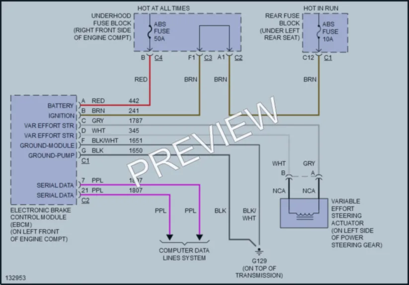 2001 Buick LeSabre Electronic Power Steering wiring diagram preview