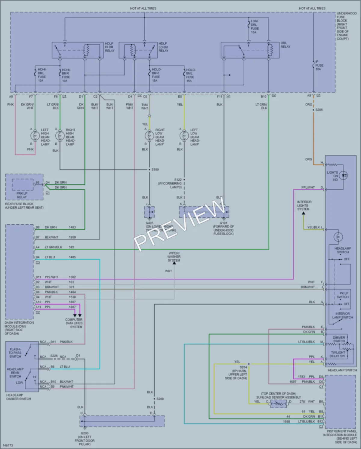 2001 Buick LeSabre Headlights wiring diagram preview
