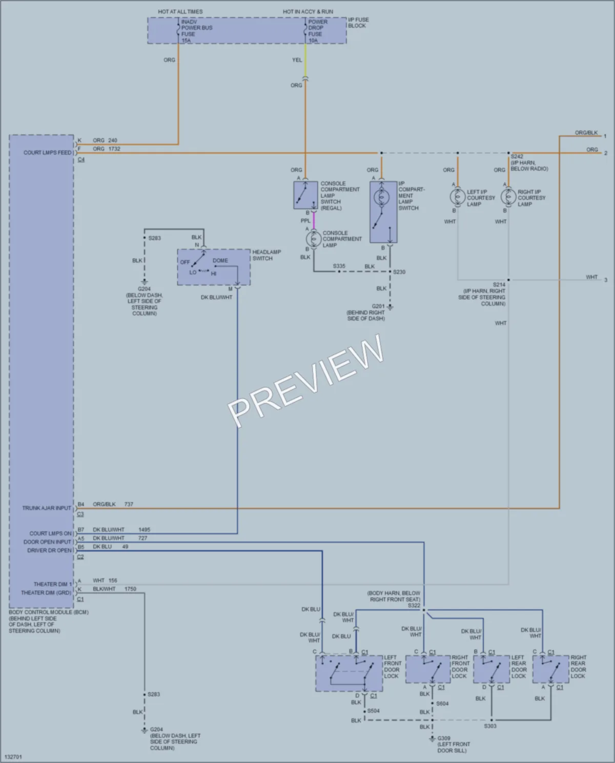 2001 Buick Regal Interior Lights wiring diagram preview