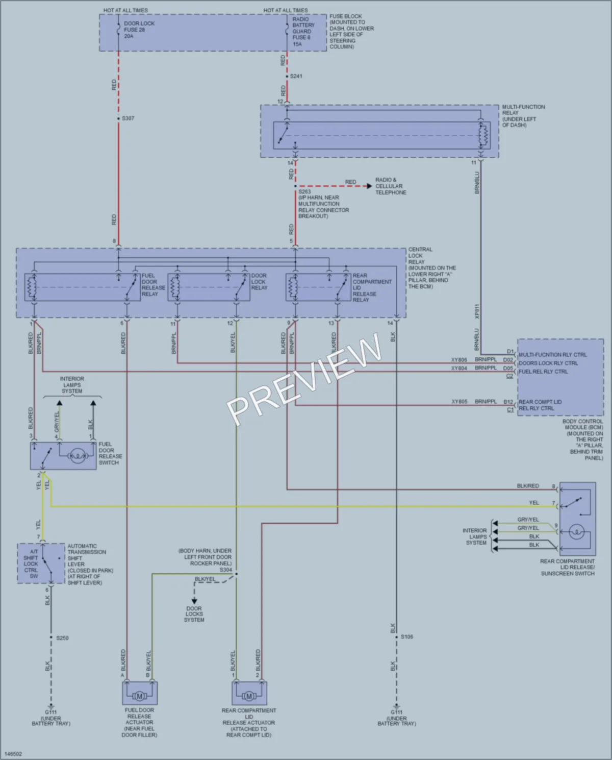 2001 Cadillac Catera Trunk Tailgate Fuel Door wiring diagram preview