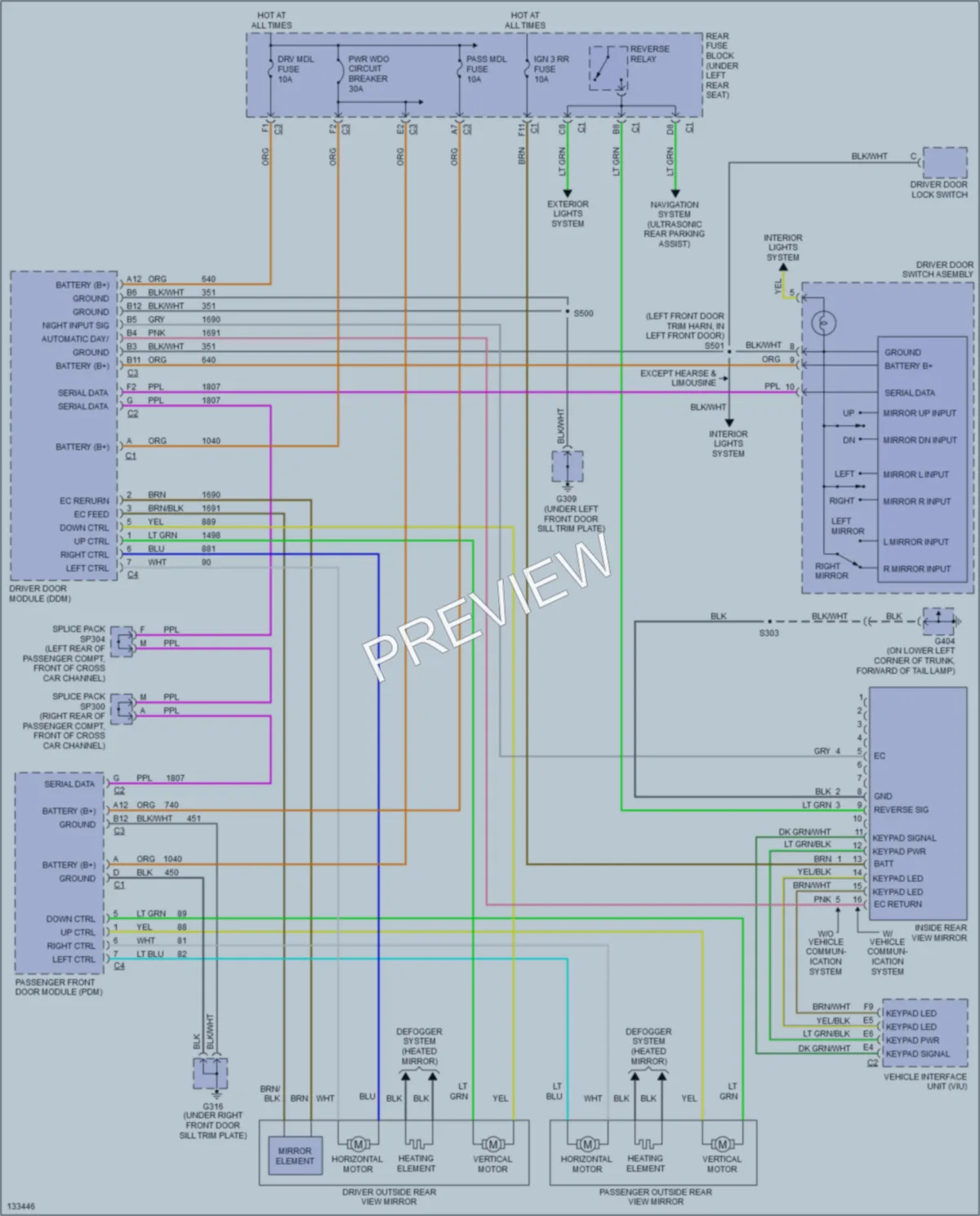 2001 Cadillac DeVille Power Mirrors wiring diagram preview