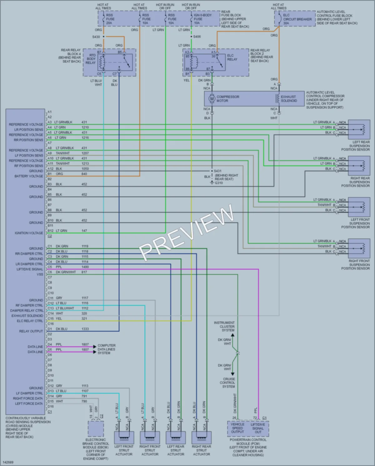 2001 Cadillac Eldorado Electronic Suspension wiring diagram preview