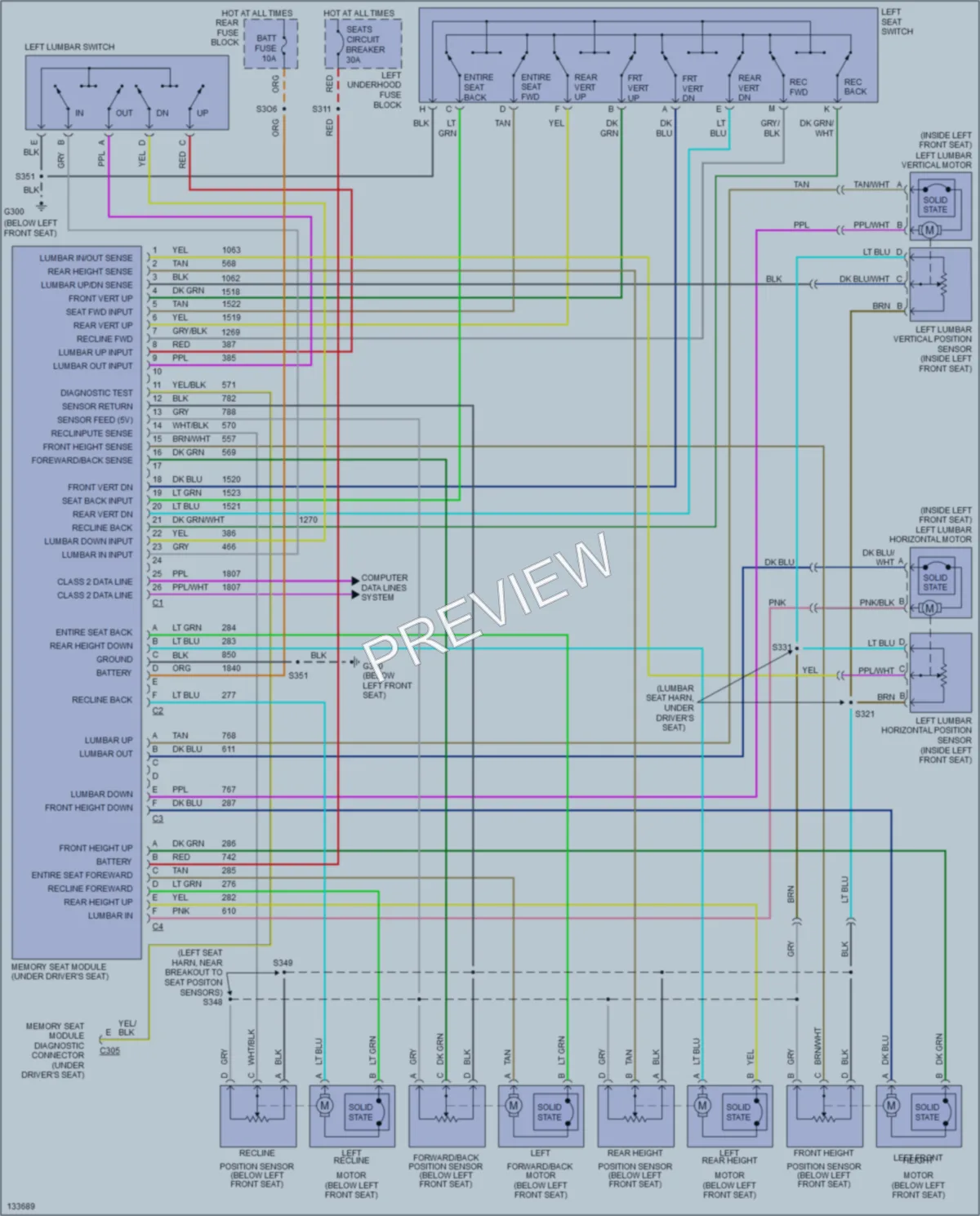 2001 Cadillac Eldorado Memory Systems wiring diagram preview