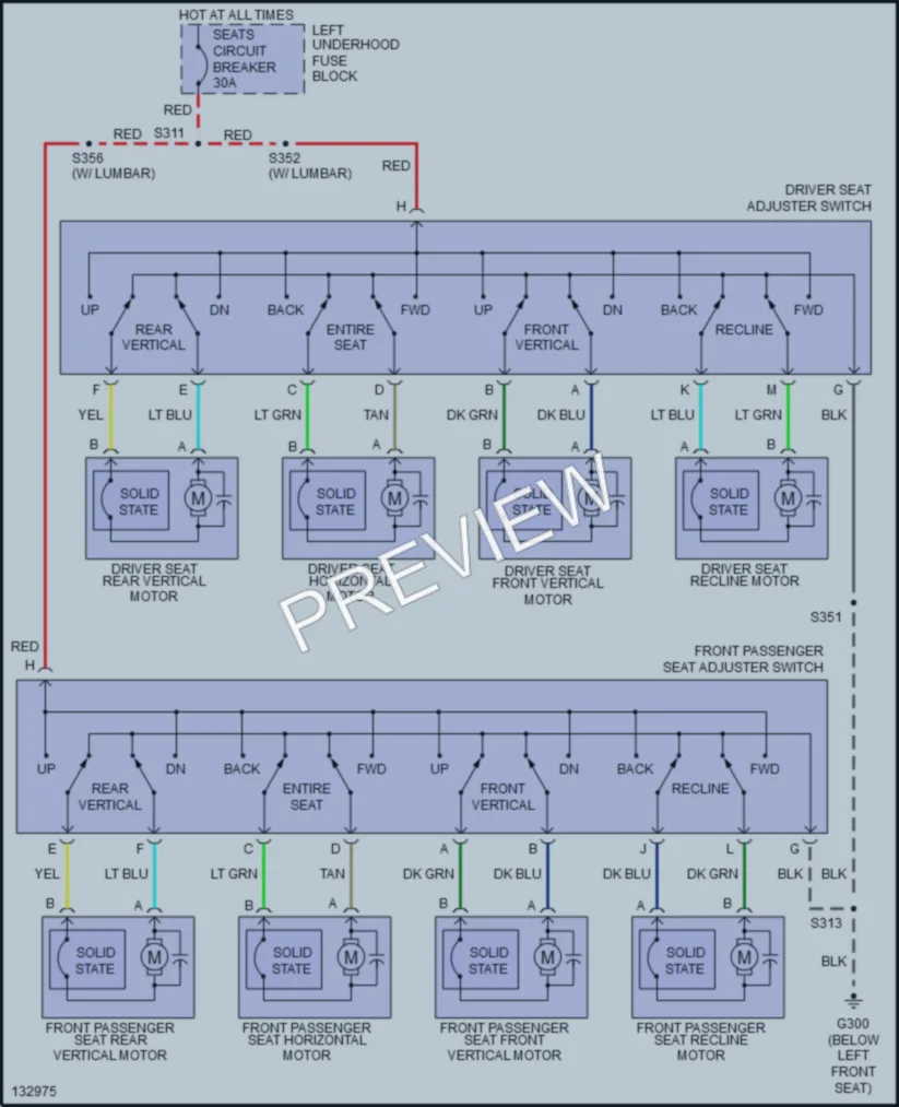 2001 Cadillac Eldorado Power Seats wiring diagram preview
