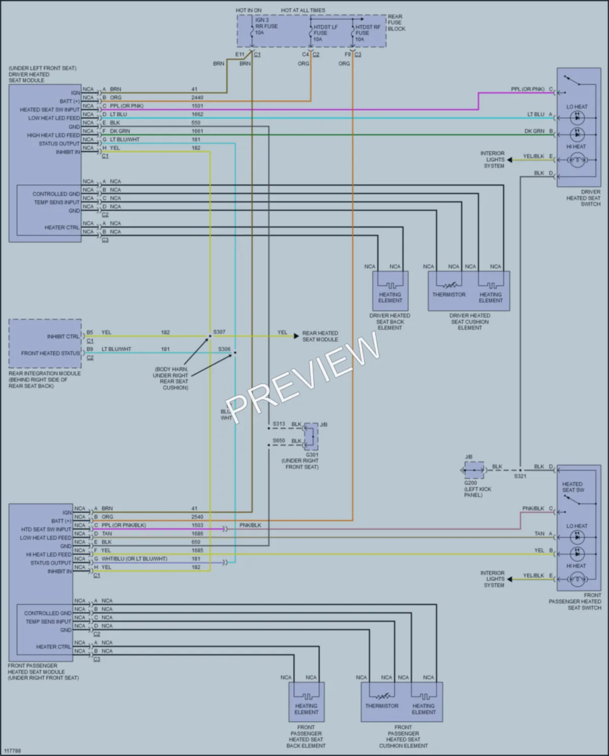 2001 Cadillac Seville Power Seats wiring diagram preview