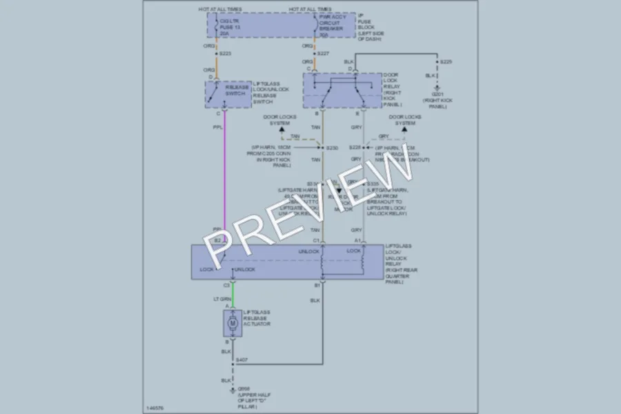 2001 Chevrolet Astro Trunk Tailgate Fuel Door wiring diagram preview