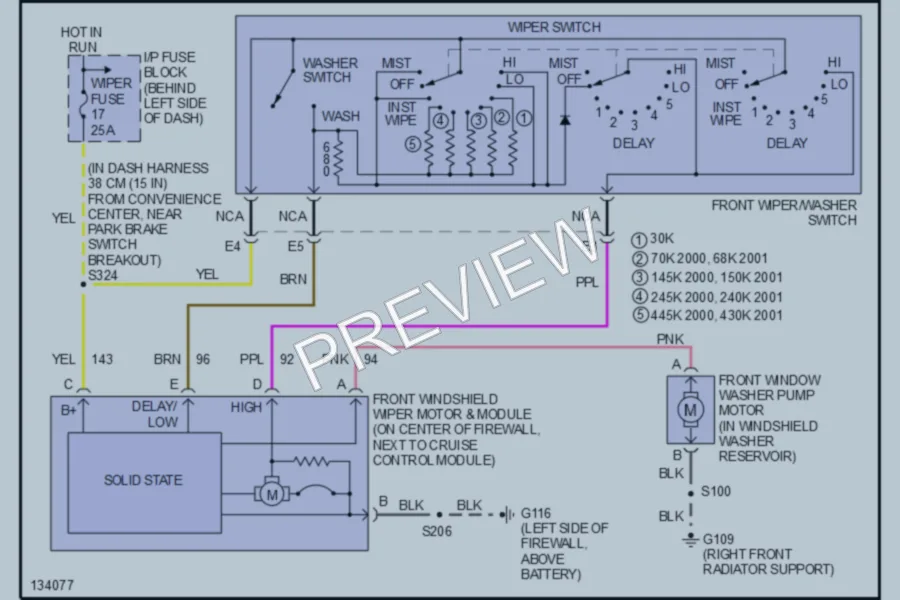 2001 Chevrolet Astro Wiper Washer wiring diagram preview