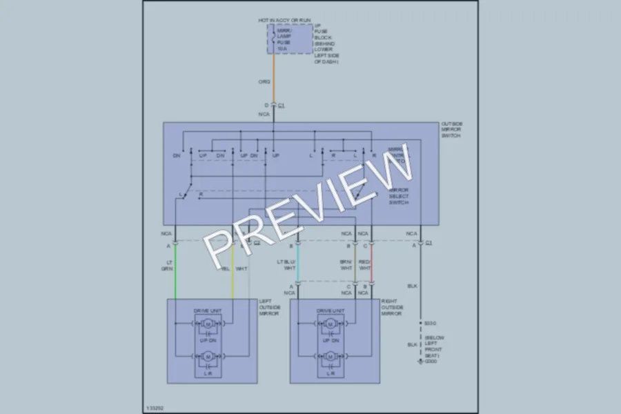 2001 Chevrolet Cavalier Power Mirrors wiring diagram preview