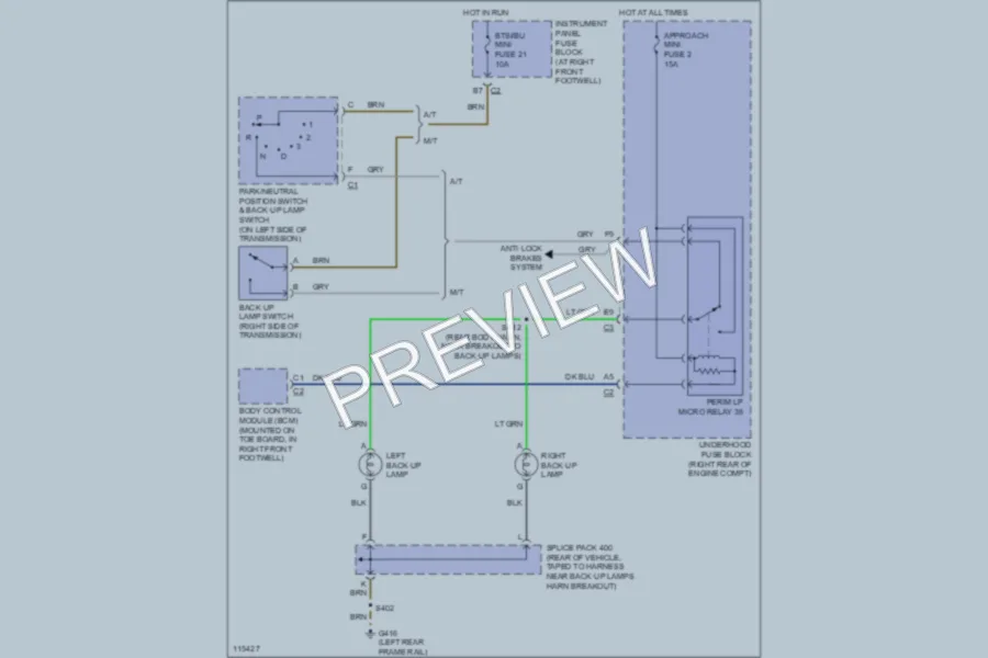 2001 Chevrolet Corvette Exterior Lights wiring diagram preview