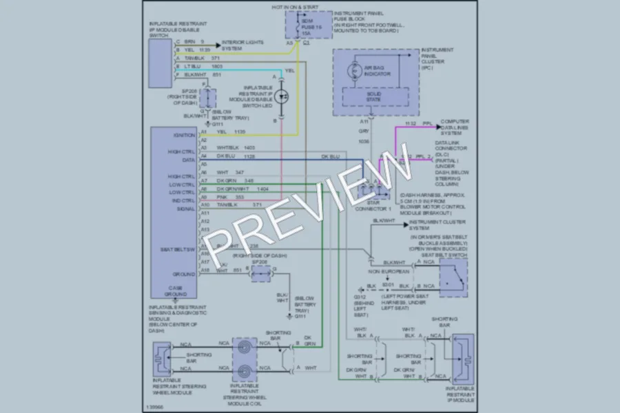 2001 Chevrolet Corvette Supplemental Restraints wiring diagram preview