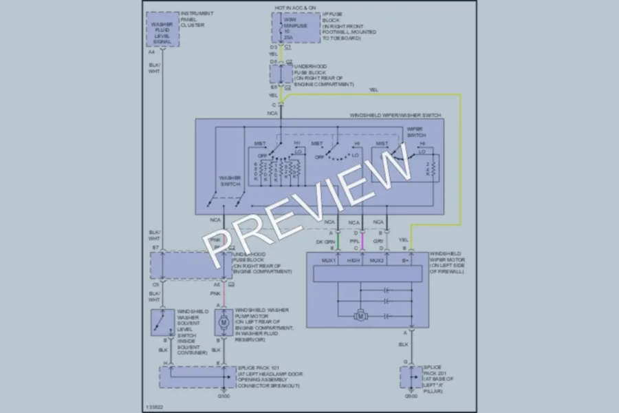 2001 Chevrolet Corvette Wiper Washer wiring diagram preview