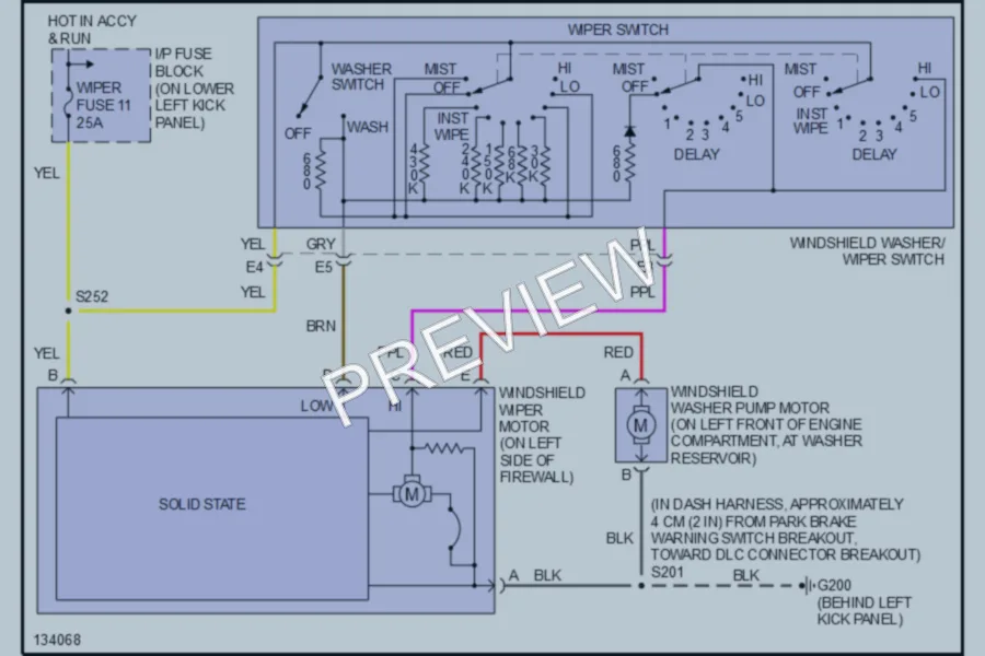 2001 Chevrolet G3500 Wiper Washer wiring diagram preview