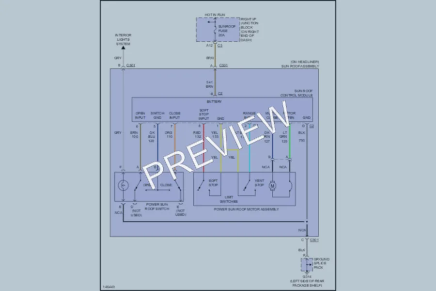 2001 Chevrolet Malibu Power Top Sunroof wiring diagram preview